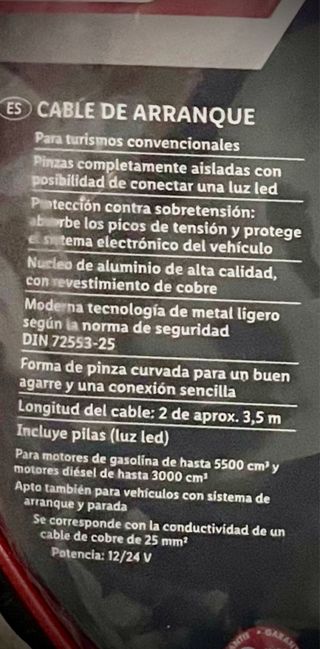 Cables de arranque batería coche