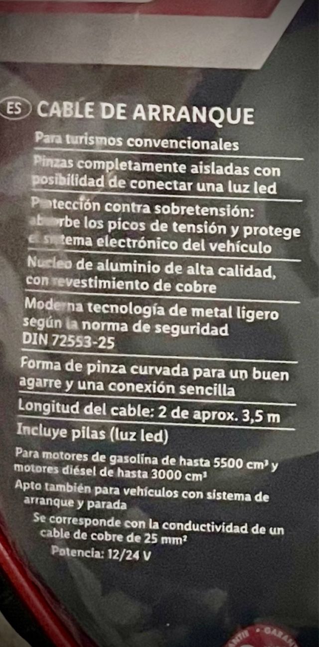 Cables de arranque batería coche