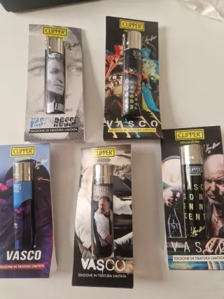 Lotto 5 accendini Clipper Vasco Rossi tiratura lim