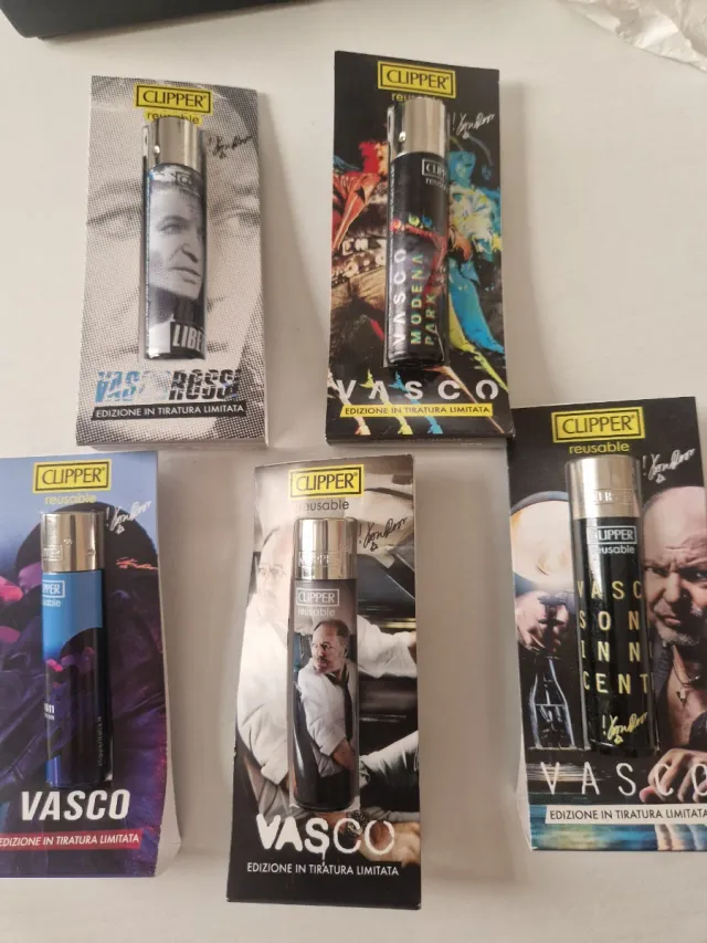 Lotto 5 accendini Clipper Vasco Rossi tiratura lim