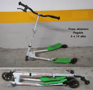 Patín de 3 ruedas plegable con freno delantero