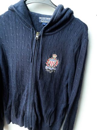 SUDADERA RALPH LAUREN! MUJER AZUL CAPUCHA PUNTO
