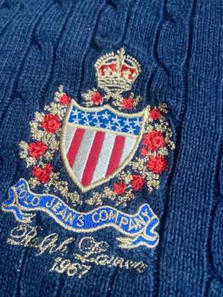 SUDADERA RALPH LAUREN! MUJER AZUL CAPUCHA PUNTO
