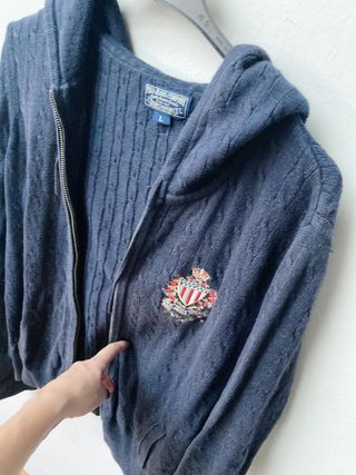 SUDADERA RALPH LAUREN! MUJER AZUL CAPUCHA PUNTO