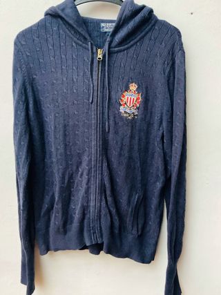 SUDADERA RALPH LAUREN! MUJER AZUL CAPUCHA PUNTO