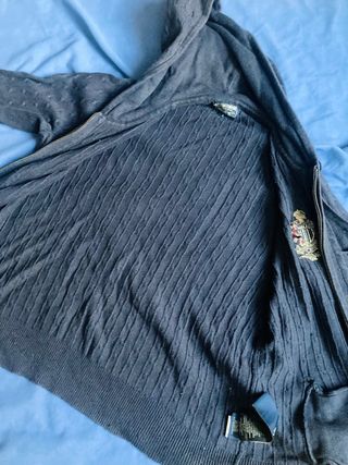 SUDADERA RALPH LAUREN! MUJER AZUL CAPUCHA PUNTO