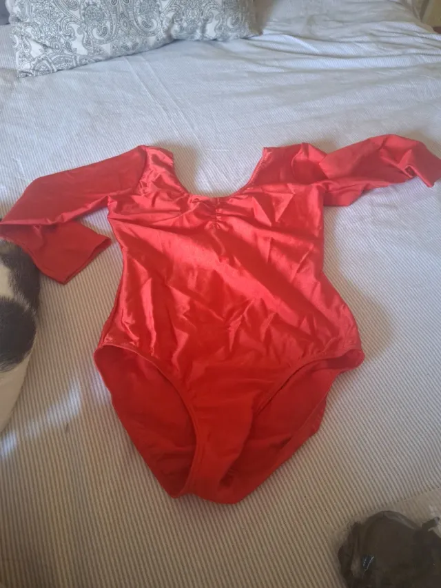 Malla de ballet roja manga larga niña