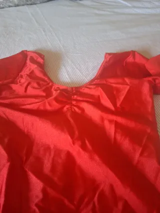 Malla de ballet roja manga larga niña