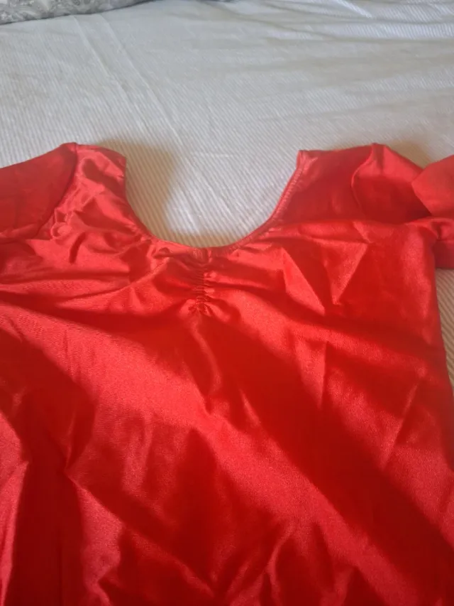 Malla de ballet roja manga larga niña