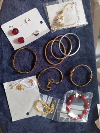 Lote Joyas Chino Acero Dorado