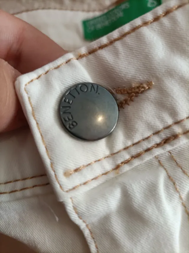 Vaqueros Benetton Beige/Blanco Talla M