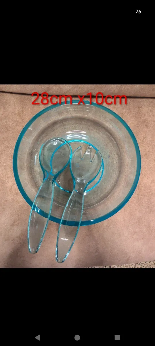 Set ensaladera y cubiertos plástico azul