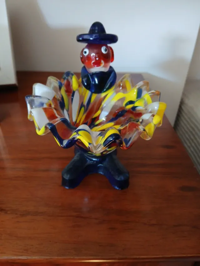 Cenicero Murano Payaso Vidrio Multicolor