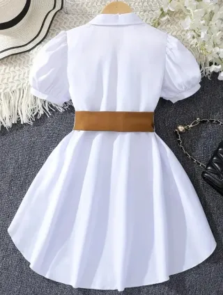 Camiseta blanca manga corta cinturón S