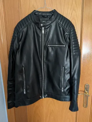 Chaqueta Piel Negra Zara Talla XL