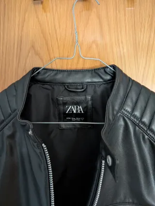 Chaqueta Piel Negra Zara Talla XL