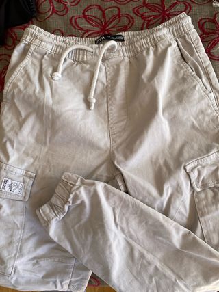 Pantalón Jogger Zara Talla S Beige