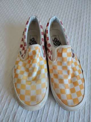 Zapatillas Vans Checkerboard Rojas  Amarillas 