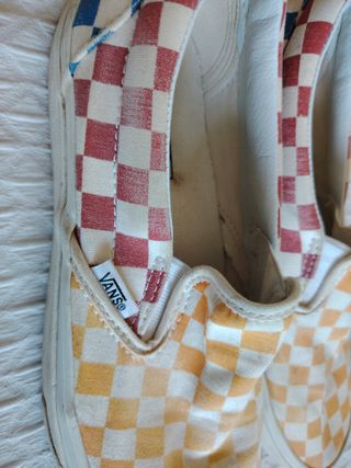 Zapatillas Vans Checkerboard Rojas  Amarillas 