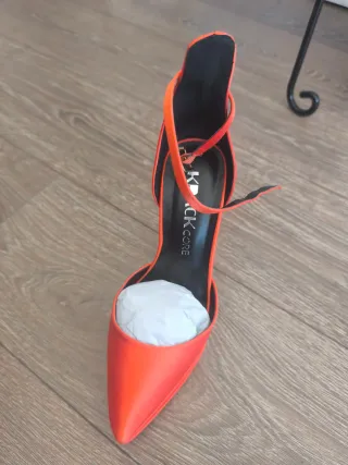 Zapatos de tacón naranja plataforma