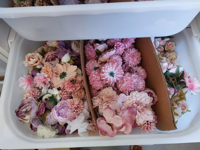 Lote flores tela decorativas de todos los colores.