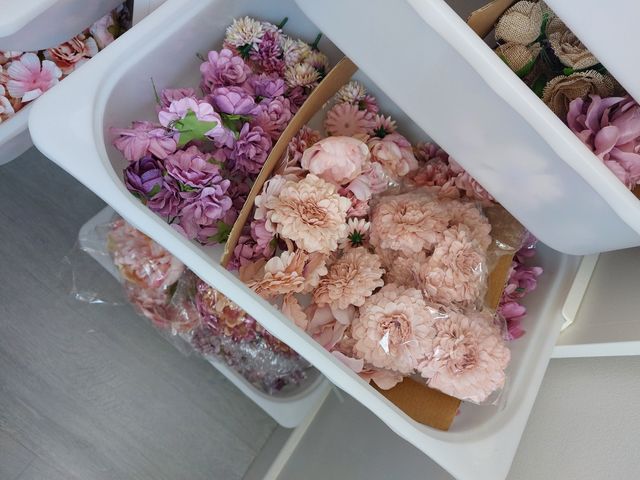 Lote flores tela decorativas de todos los colores.