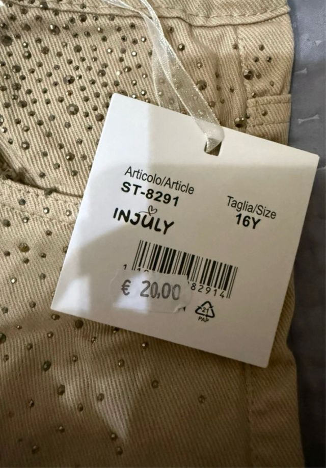 Jeans beige con strass NUOVI