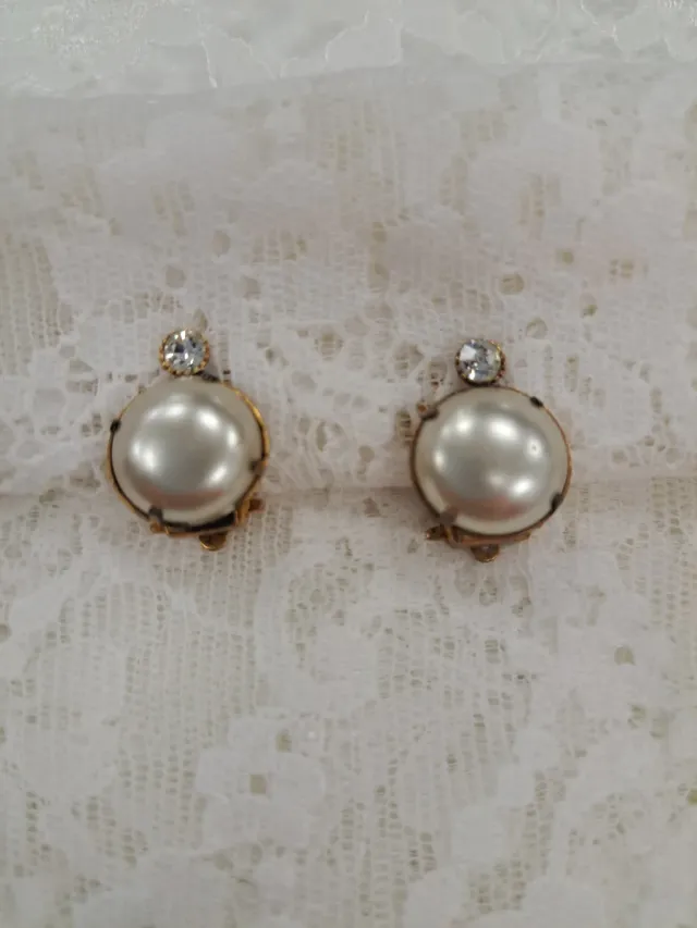 Pendientes vintage perla y circonita