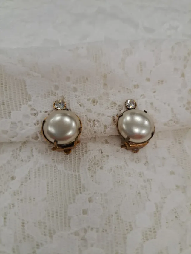 Pendientes vintage perla y circonita