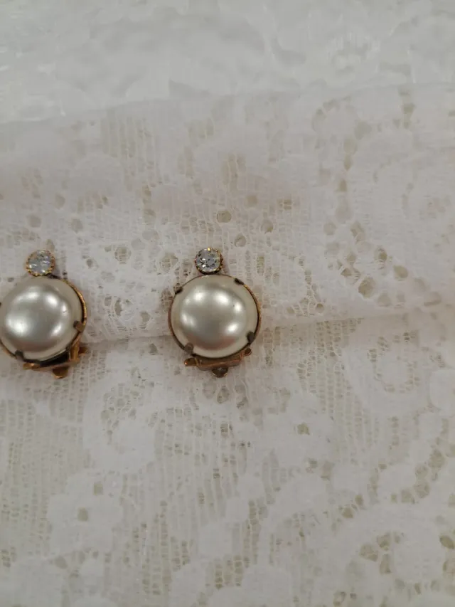 Pendientes vintage perla y circonita