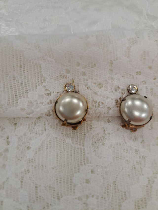 Pendientes vintage perla y circonita