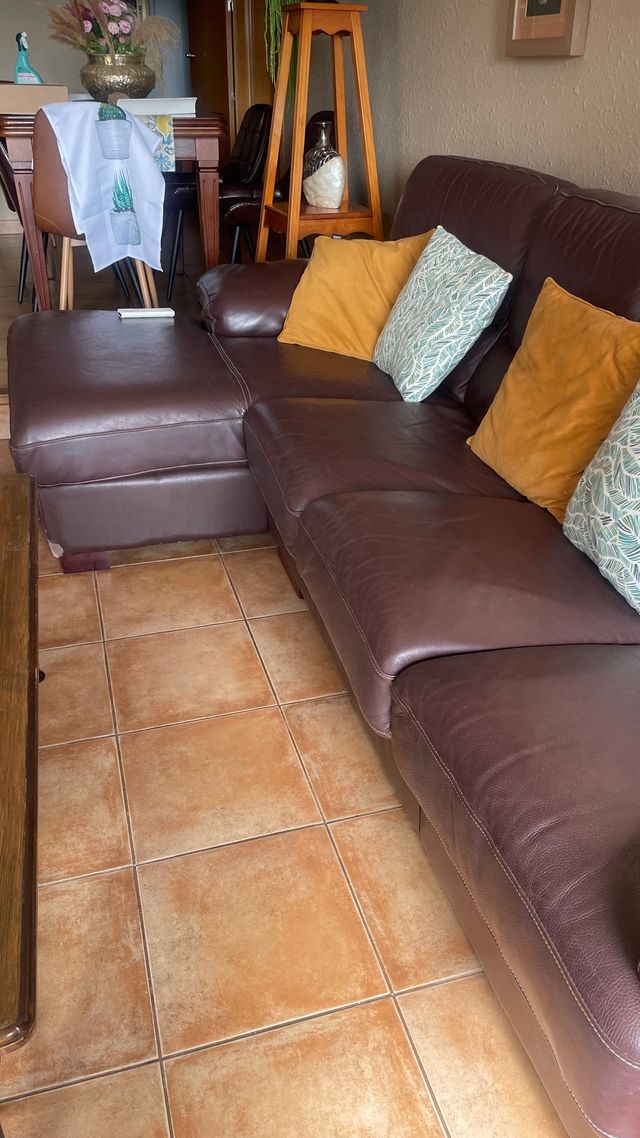 Sofá de piel marrón