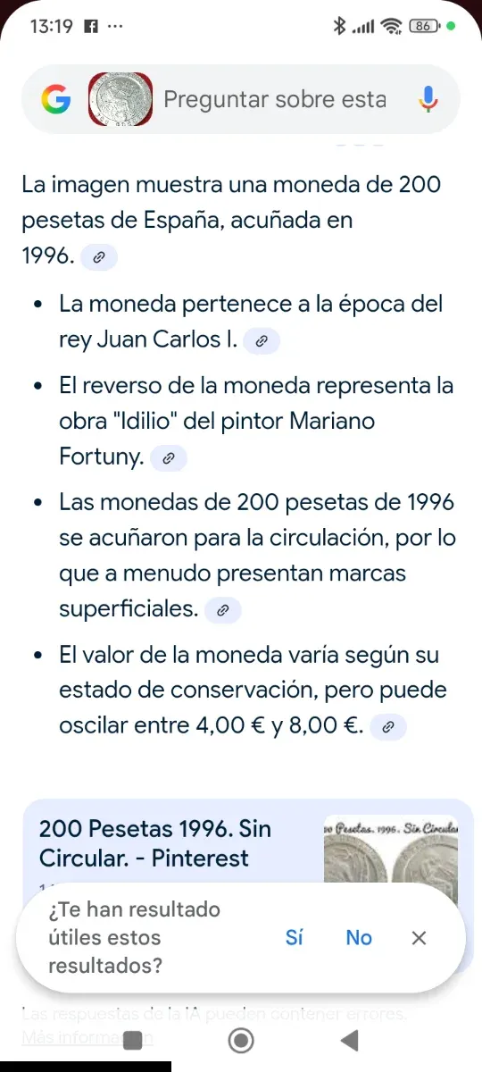 Moneda 200 Pesetas Maestros Pintura 1996