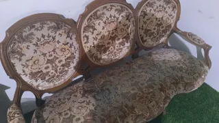 Sofá Luis XV 3 plazas madera y tela