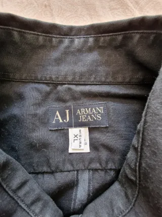 Camisa Vintage Armani Jeans Negra Rayas Auténtica