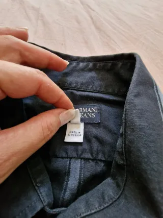 Camisa Vintage Armani Jeans Negra Rayas Auténtica