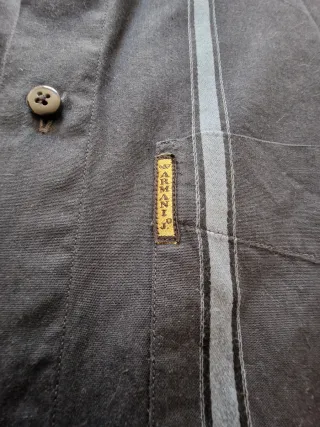 Camisa Vintage Armani Jeans Negra Rayas Auténtica