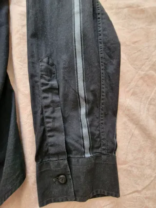 Camisa Vintage Armani Jeans Negra Rayas Auténtica