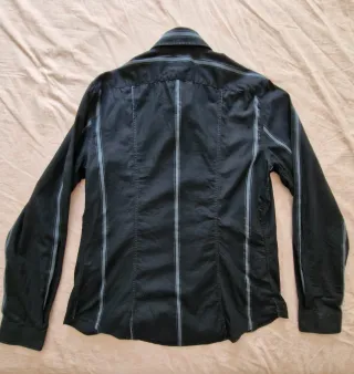 Camisa Vintage Armani Jeans Negra Rayas Auténtica