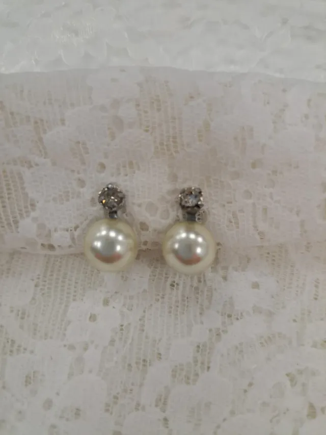 Pendientes Vintage Perla y Cristal