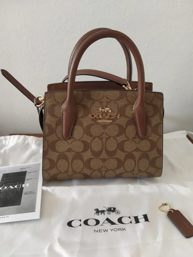 Borsa Coach Andrea Beige/Marrone