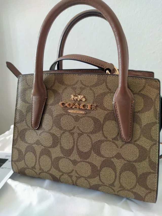 Borsa Coach Andrea Beige/Marrone