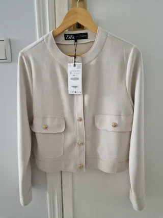 Chaqueta de antelina de Zara Beige Talla M