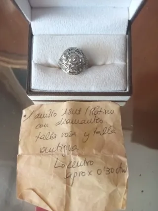 Anillo Platino 18ct Diamantes Talla Rosa Antiguo