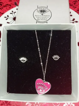 Conjunto Corazón Acero Inoxidable