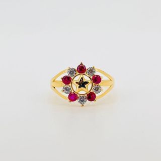 ANILLO ESTRELLA CON CIRCONITAS VERDE 18K