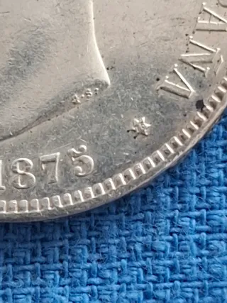 5 Pesetas 1875 Alfonso XII Rey de España