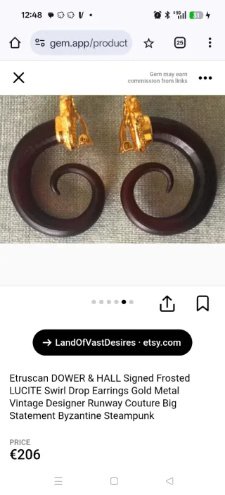 Pendientes largos vintage creador inglés Dan Dower