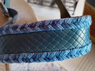 Sandalias cuña piel azul