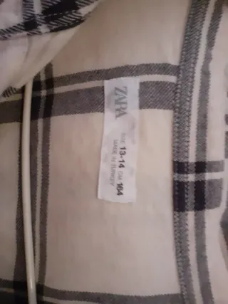 Camisa Zara cuadros beige y gris Talla S